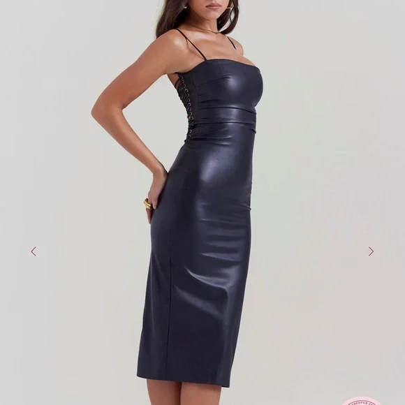 House of CB JALENA
Black Vegan Leather Lace Back Dress - Picture 3 of 7